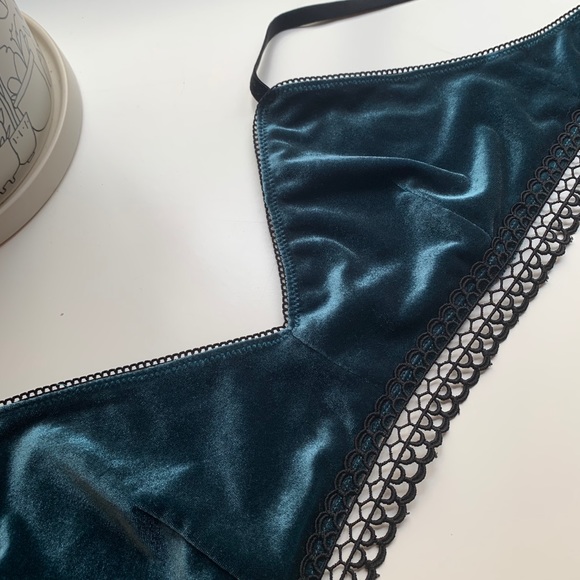 Teal Velvet Bralette - Picture 3 of 5